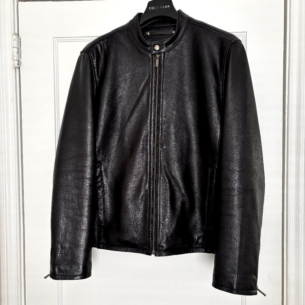 Cole Haan Lambskin Leather Moto Jacket